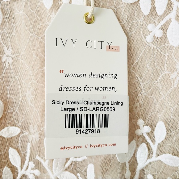 NWT Ivy City Co LARGE Sicily white floral midi dress in Champagne Lining - Picture 7 of 11